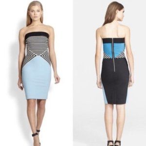 L'Agence Strapless Bodycon Colorblock Mini Dress